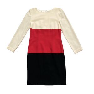 Vintage 80s Yves Cossette Depeche Mode Color Block Dress Womens 6 Wool Crepe